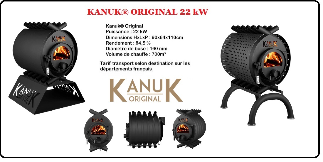 KANUK Original 22kW poêle à bois vendu par distributeur/revendeur officiel SASU CEPRESI energies-bois